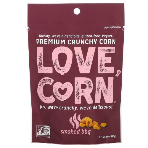 Love Corn, Premium Crunchy Corn, Smoked BBQ, 1.6 oz (45 g)