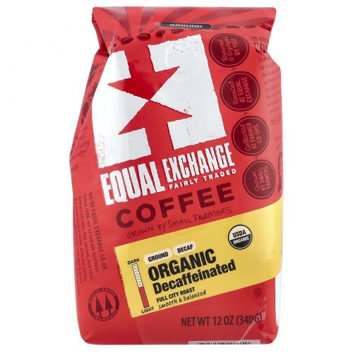 Equal Exchange, Organic, Coffee, Decaffeinated, Ground, 12 oz (340 g)