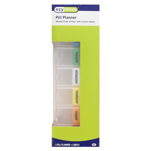 Ezy Dose, Push 'N Pop, еженедельный органайзер для таблеток с этикетками, 2XL, 1 шт.
