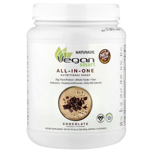 Vegan Smart, Vegan Smart, Все-в-одном, питательный коктейль, шоколад, 24,3 унции (690 г)