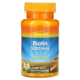 Thompson, Биотин, 5000 мкг, 60 капсул