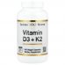 California Gold Nutrition, витамины D3 и К2, 240 растительных капсул