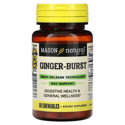 Mason Natural, Ginger-Burst, Bead- Release Technology, 60 Chewables