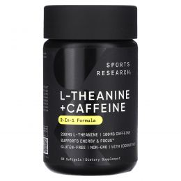 Sports Research, L-Theanine & Caffeine with MCT Oil, 60 Softgels