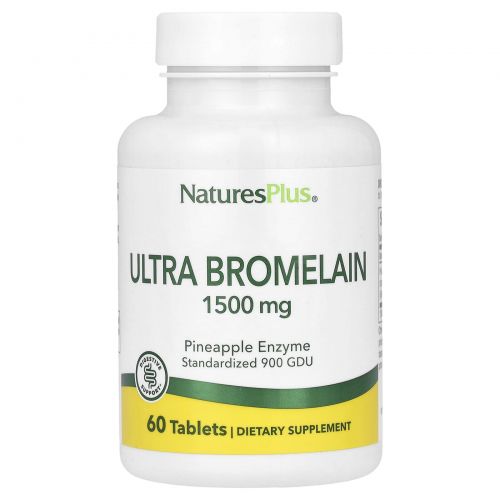 Nature's Plus, Bromelain Supplement 1500 (бромелайновая добавка), максимальная эффективность, 60 таблеток