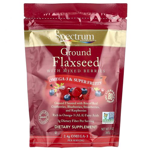 Spectrum Essentials, Молотые семена льна со смесью ягод, 12 унций (340 г)