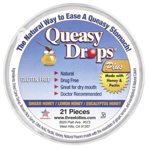 Preggie, Queasy Drops® Plus, медовое ассорти, 21 шт.