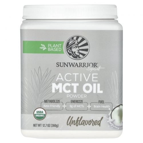 Sunwarrior, Sport, активный порошок из масла MCT, без добавок, 360 г (12,7 унции)