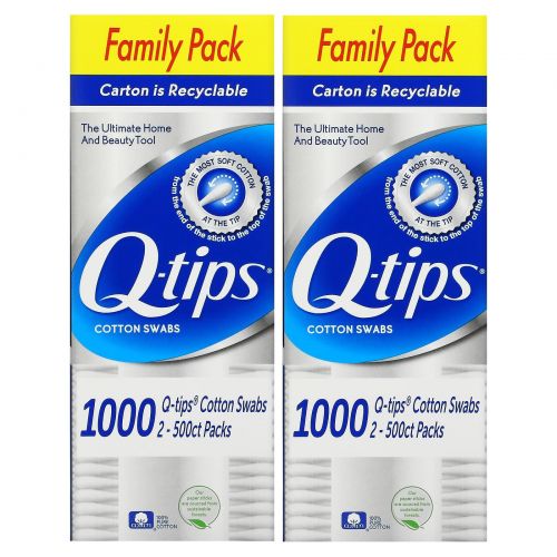 Q-tips, Cotton Swabs, Family Pack, 2 Pack, 500 Swabs Each