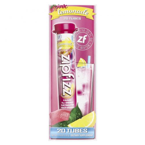 Zipfizz, Healthy Sports Energy Mix with Vitamin B12, Pink Lemonade, 20 Tubes, 0.39 oz (11 g) Each