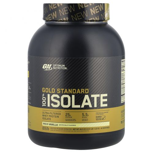 Optimum Nutrition, Gold Standard, 100% Isolate, Rich Vanilla, 2.91 lb (1.32 kg)