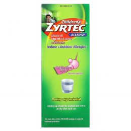 Zyrtec, Children's Allergy, Relief Syrup, для детей от 2 лет, жевательная резинка, 5 мг, 118 мл (4 жидк. Унции)