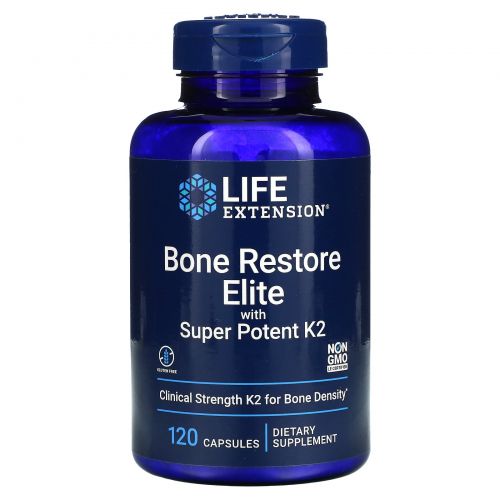 Life Extension, Bone Restore Elite, со сверхмощным витамином K2, 120 капсул