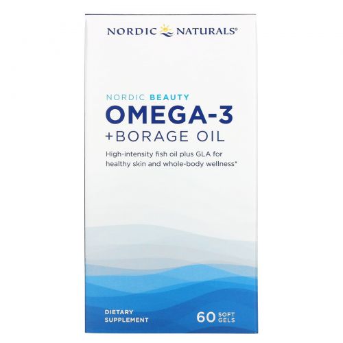 Nordic Naturals, Nordic Beauty, Omega-3 + Borage Oil, 60 Softgels