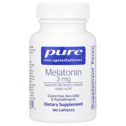 Pure Encapsulations, Мелатонин, 3 мг, 180 капсул