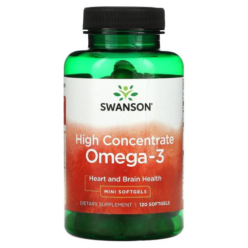 Swanson, High Concentrate Omega-3, Heart and Brain Health, 120 Mini Softgels