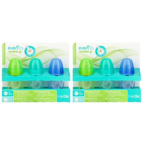 Evenflo Feeding, Тинт-флакон с вентиляцией и Twist из полипропилена, стандартный, для детей от 0 месяцев, с медленным потоком, 6 флаконов по 120 мл (4 унции)