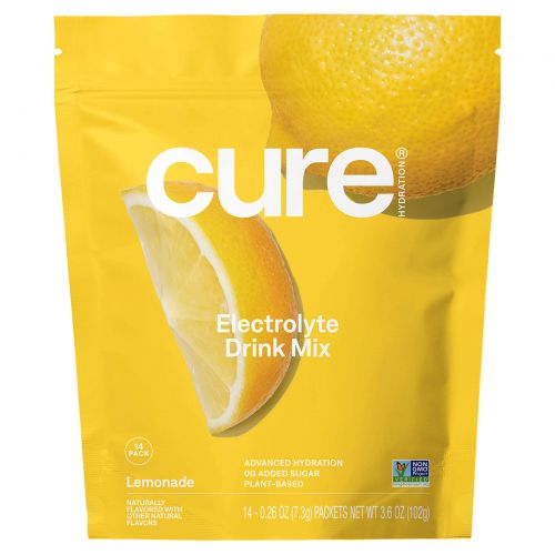 Cure Hydration, Hydration Mix, Main Squeeze Lemon, 14 Packs, 0.34 oz (9.5 g) Each