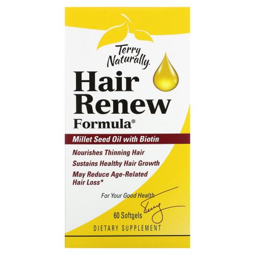EuroPharma, Terry Naturally, Terry Naturally, Hair Renew Formula, формула восстановления волос, 60 желатиновых капсул