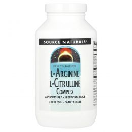 Source Naturals, Комплекс L-аргинина L-цитруллина, 1000 мг, 240 таблеток