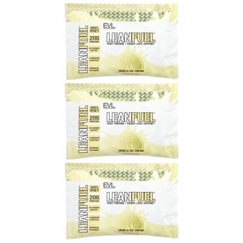 EVLution Nutrition, LeanFuel ™, ванильное мороженое, 3 пакетика по 27,1 г (0,96 унции)