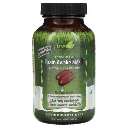 Irwin Naturals, Brain Awake Max 3 + бустер с оксидом азота, 60 желатиновых капсул