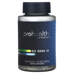 ProHealth Longevity, D3 5000, 125 мкг (5000 МЕ), 100 капсул