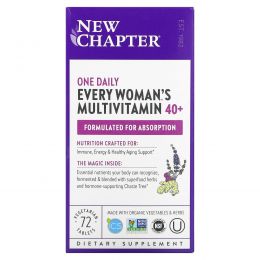New Chapter, 40+ Every Woman's One Daily Multi, мультивитамины для женщин после 40, 72 растительные таблетки