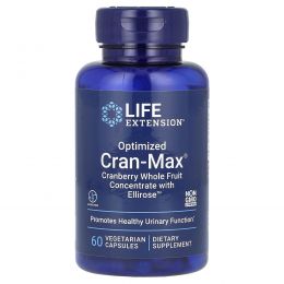 Life Extension, Оптимизированный Cran-Max, концентрат цельных плодов клюквы с экстрактом гибискуса, 60 вегетарианских капсул