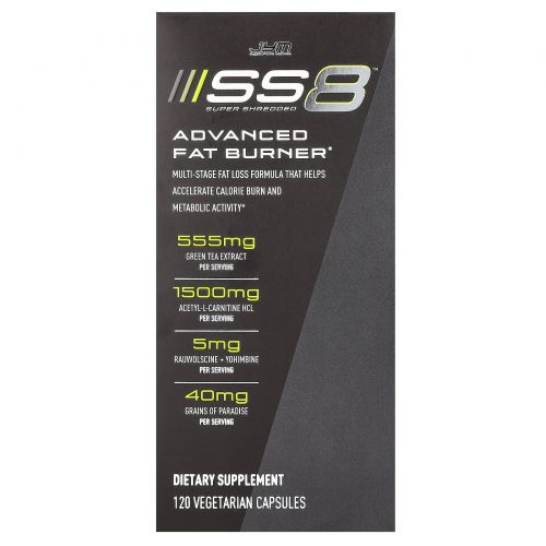 JYM Supplement Science, SS8 Super Shredded, Advanced Fat Burner, 120 Vegetarian Capsules