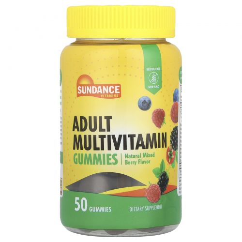 Sundance Vitamins, Мультивитаминные жевательные мармеладки для взрослых, натуральное ягодное ассорти, 50 жевательных таблеток