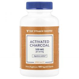 The Vitamin Shoppe, Активированный уголь, 520 мг, 100 растительных капсул (260 мг на капсулу)