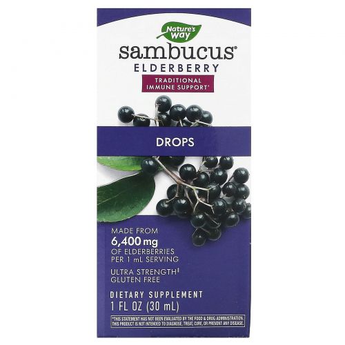 Nature's Way, Sambucus Elderberry, Drops, 1 fl oz (30 ml)