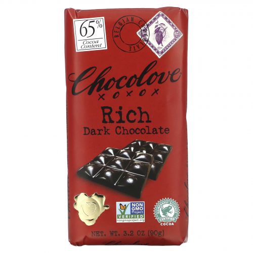 Chocolove, Насыщенный темный шоколад, 3,2 унции (90 г)