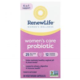 Renew Life, Ultimate Flora, пробиотик Women's Care для женского здоровья, 25 млрд живых культур, 30 вегетарианских капсул