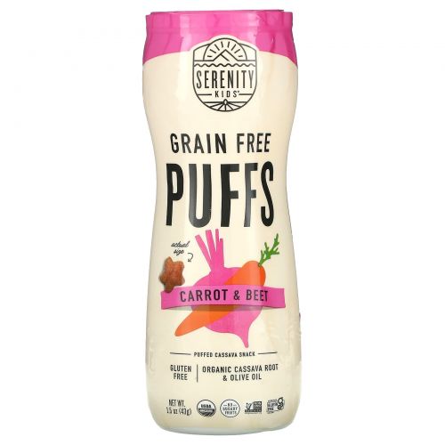 Serenity Kids, Grain Free Puffs, Carrot & Beet, 1.5 oz (43 g)