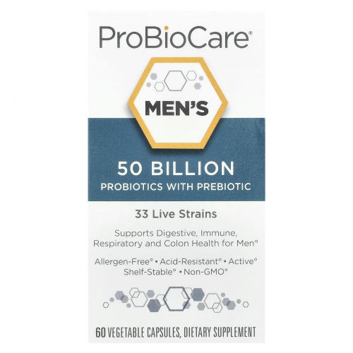 ProBioCare, Пробиотики для мужчин с пребиотиками, 50 млрд, 60 растительных капсул