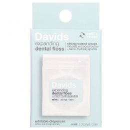 Davids Natural Toothpaste, расширяющая зубная нить, мятный, 30 м (32,8 ярда)