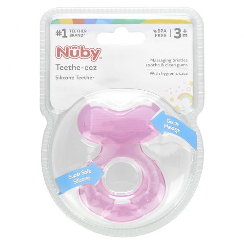 Nuby, Teethe Eez, Soothing Teether, Pink, 3+m, 2 Piece Set