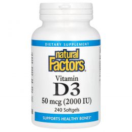 Natural Factors, Vitamin D3, 50 mcg (2,000 IU), 240 Softgels