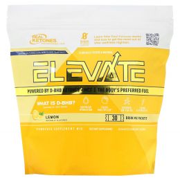 Real Ketones, Elevate, лимон, 30 пакетиков со смесью для приготовления напитка, по 12,7 г (0,45 унции)