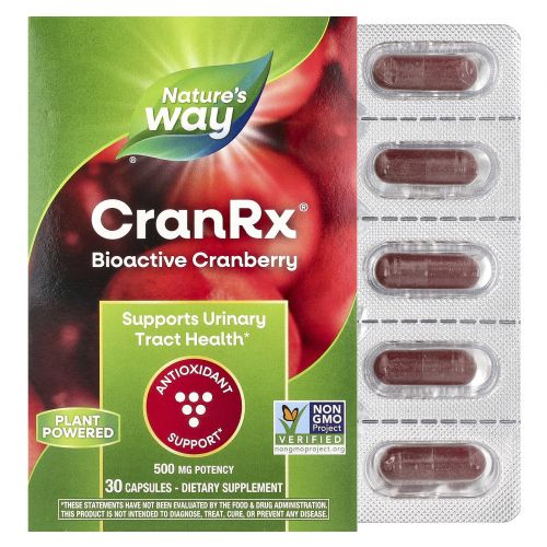Nature's Way, CranRx, биоактивная клюква, 30 вегетарианских капсул