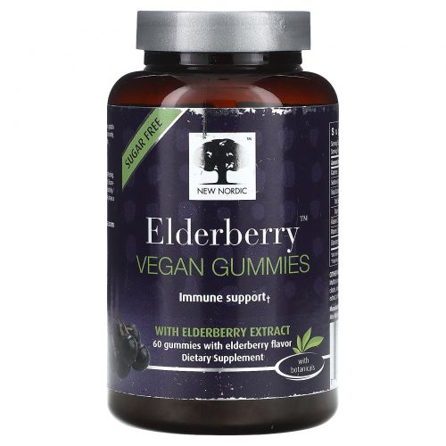 New Nordic, Elderberry Vegan Gummies with Elderberry Extract, 60 Gummies