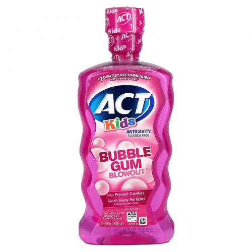 Act, детский ополаскиватель с фторидом, против кариеса, без спирта, со вкусом жевательной резинки, 500 мл (16,9 жидк. унции)