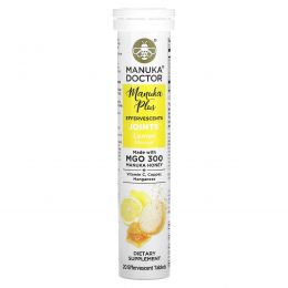 Manuka Doctor, Manuka Plus, шипучие таблетки для суставов, лимон, 20 шипучих таблеток