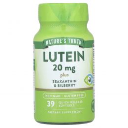 Nature's Truth, Lutein plus Zeaxanthin & Bilberry, 20 mg , 39 Quick Release Softgels