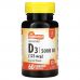 Sundance Vitamins, D3, высокая эффективность, 125 мкг (5000 МЕ), 60 капсул быстрого высвобождения