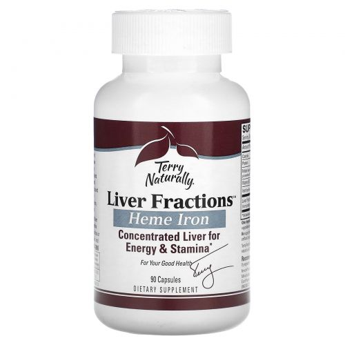 EuroPharma, Terry Naturally, Terry Naturally, Liver Fractions, фракции печени, с натуральным гемовым железом, 90 капсул