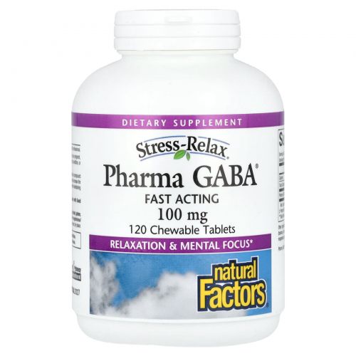 Natural Factors, Stress Relax, Pharma GABA, 100 mg, 120 Chewable Tablets