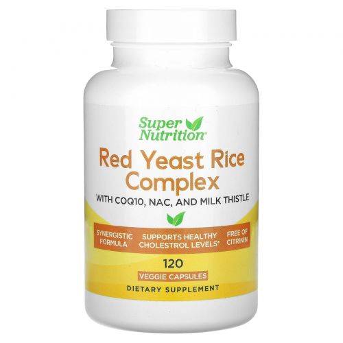 Super Nutrition, комплекс с красным ферментированным рисом, 120 растительных капсул